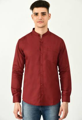 Men Solid Casual Red Shirt
