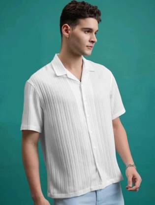 METRONAUT Men Self Design Casual White Shirt