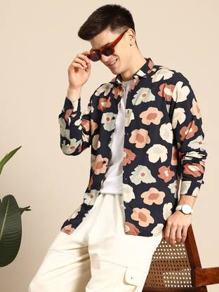 Mast & Harbour Men Printed Casual Blue Shirt