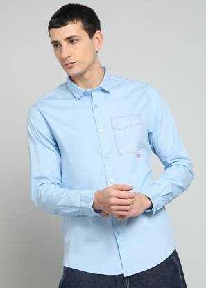KILLER Men Solid Casual Light Blue Shirt