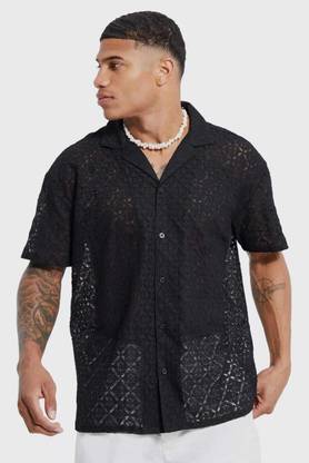 Lunice Men Checkered Casual Black Shirt
