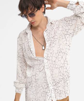 CAMPUS SUTRA Men Striped Casual White Shirt