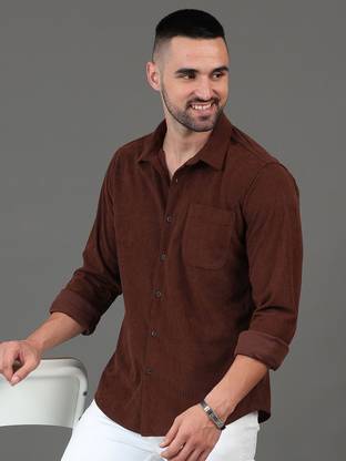 HERE&NOW Men Checkered Casual Brown Shirt