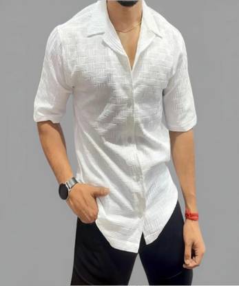 DEARISE Men Solid Casual White Shirt
