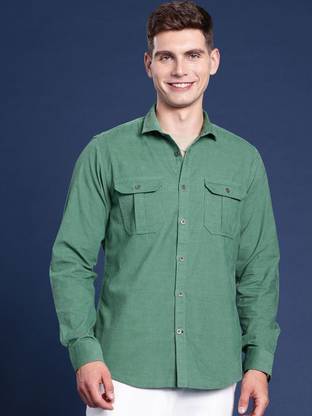 Mast & Harbour Men Solid Casual Light Green Shirt