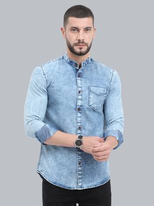 CAZZBA Men Solid Casual Blue Shirt