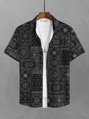 Bullmer Men Printed Casual Black, White Shirt