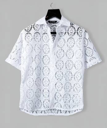 Lunice Men Self Design Casual Blue Shirt