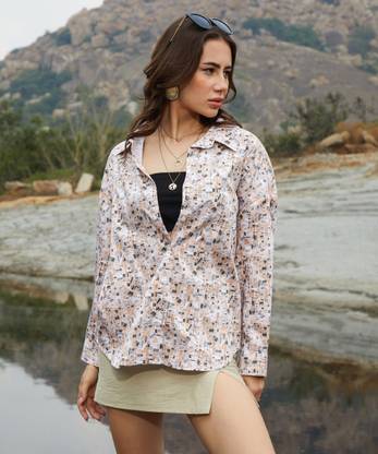 CAMPUS SUTRA Women Printed Casual Beige Shirt