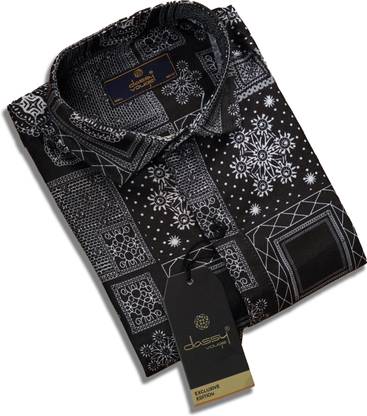 Men Printed Casual Black Shirt