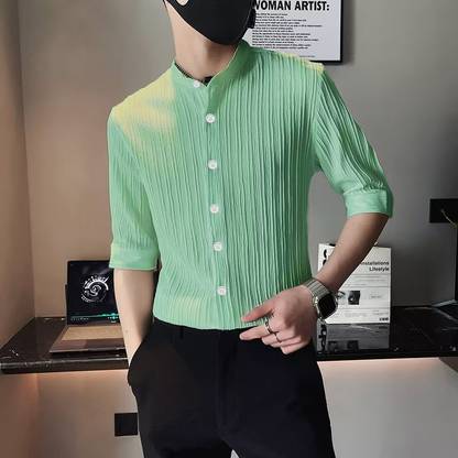 Try This Men Solid Casual Light Green Shirt