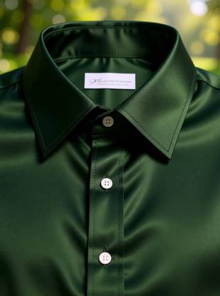 SOLSTICE Men Solid Party Dark Green Shirt