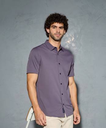 TECHNOSPORT Men Solid Casual Purple Shirt