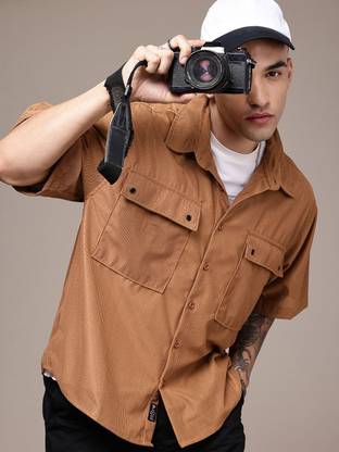 Roadster Men Striped Casual Brown Shirt