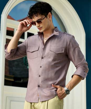 CAMPUS SUTRA Men Solid Casual Purple Shirt