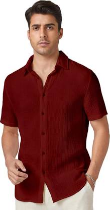 METRONAUT Men Solid Formal Maroon Shirt