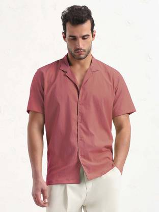 SHOWOFFFF Men Solid Casual Pink Shirt