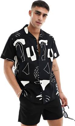 METRONAUT Men Floral Print Casual Black, White Shirt