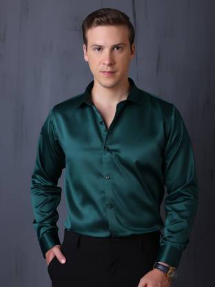 HouseOfCommon Men Solid Formal Dark Green, Multicolor Shirt