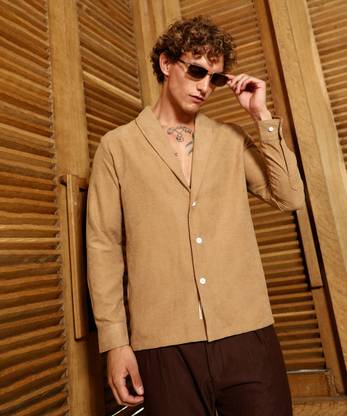 CAMPUS SUTRA Men Solid Casual Brown Shirt