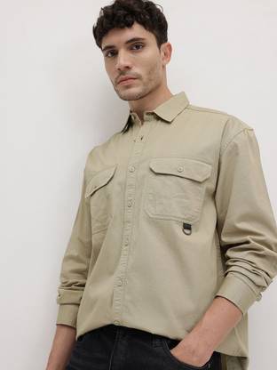 Roadster Men Solid Casual Brown Shirt