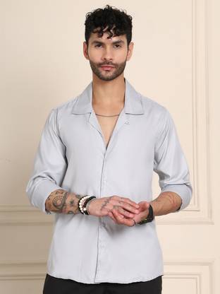 Tanip Men Solid Casual Cream Shirt