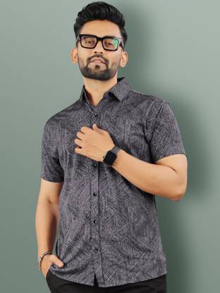 VeBNoR Men Printed Casual Grey Shirt