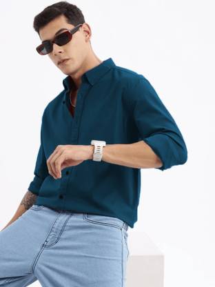 METRONAUT Men Solid Formal Dark Blue Shirt