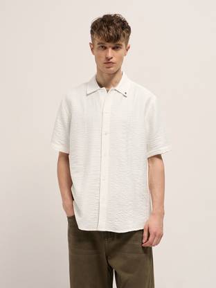 THE BEAR HOUSE Men Solid Casual White Shirt