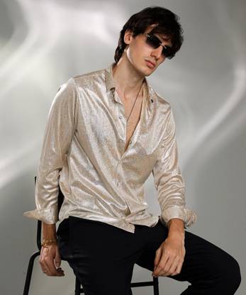 CAMPUS SUTRA Men Solid Casual Beige Shirt