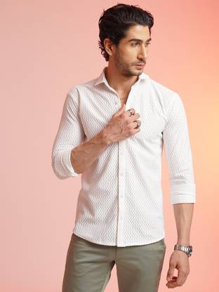 JAANA FASHION HUB Men Self Design Casual White Shirt