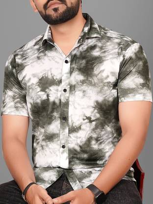 METRONAUT Men Printed Casual Green, White Shirt