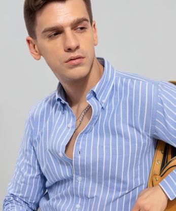Jai Textiles Men Checkered Casual Blue Shirt