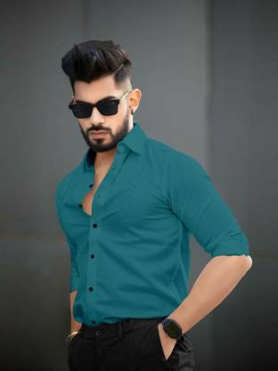 EVIQE Men Solid Casual Green Shirt