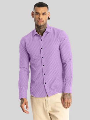 METRONAUT Men Self Design Casual Purple Shirt