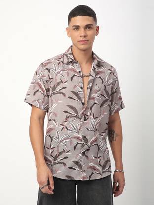 VASTRADO Men Printed Casual Grey Shirt