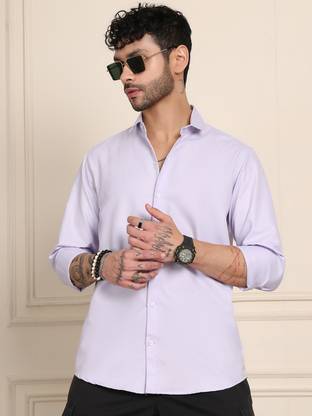 Tanip Men Solid Casual Purple Shirt