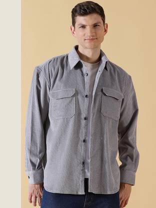 THOMAS SCOTT Men Solid Casual Grey Shirt