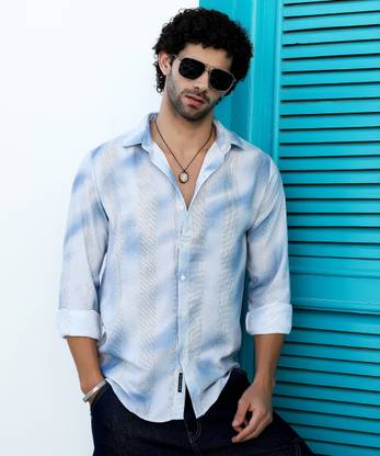 CAMPUS SUTRA Men Printed Casual Blue Shirt
