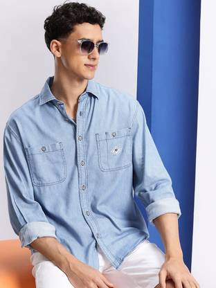AEROPOSTALE Men Solid Casual Blue Shirt