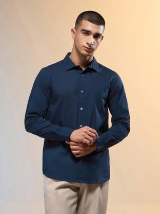 TECHNOSPORT Men Solid Casual Blue Shirt