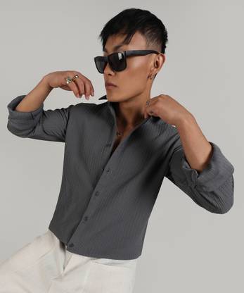 CAMPUS SUTRA Men Solid Casual Grey Shirt