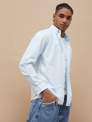 Fame Forever by Lifestyle Men Striped Casual Blue Shirt