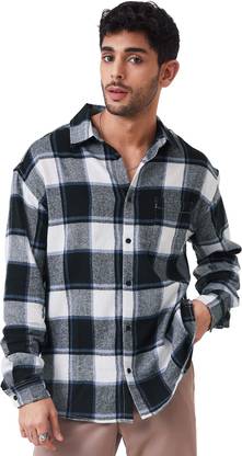 The Souled Store Men Checkered Casual Black Shirt