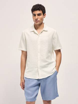 THE BEAR HOUSE Men Solid Casual White Shirt