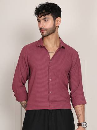 Tanip Men Solid Formal Maroon Shirt