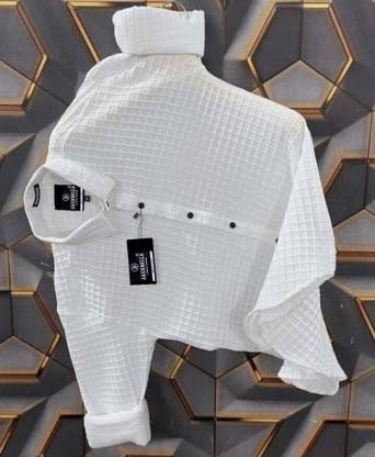 JACKBELLA Men Self Design Casual White Shirt
