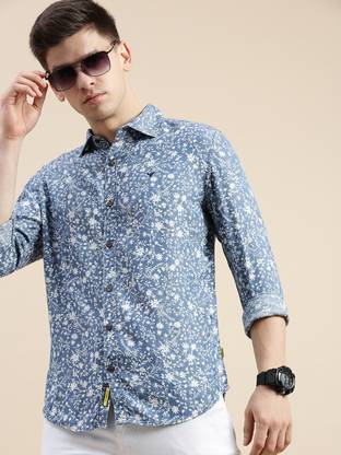 SHOWOFFFF Men Printed Casual Blue Shirt