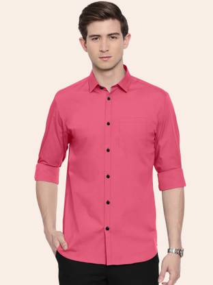 FIBERMILL Men Solid Casual Pink Shirt