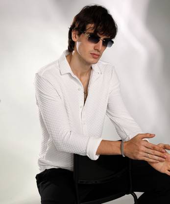 CAMPUS SUTRA Men Self Design Casual White Shirt
